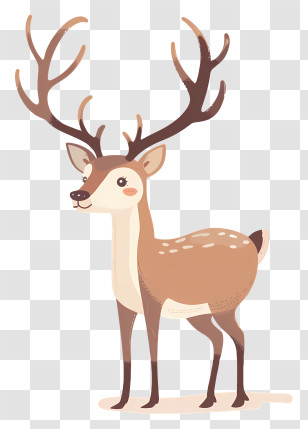 Reindeer - Cute Cartoon Deer With Large Antlers Transparent PNG