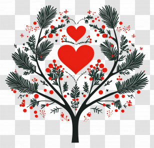 Christmas Love - Heart Tree With Branches Transparent PNG