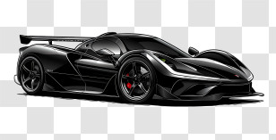 Czinger 21c - Sleek Black Luxury Sports Car Illustration Transparent PNG