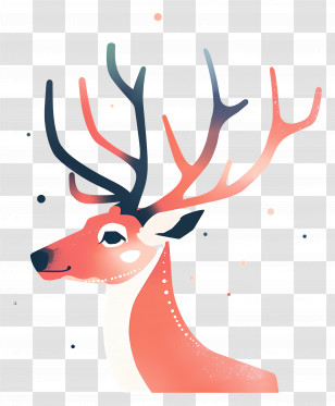 Reindeer - Stylized Deer With Majestic Antlers Transparent PNG
