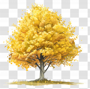 Ginkgo Tree - Beautiful Yellow Ginkgo Tree In Autumn Transparent PNG