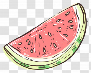 Doodle Watermelon - Illustrated Watermelon Slice Sketch Transparent PNG