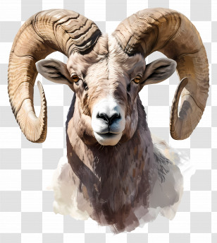 Bighorn Sheep - Majestic Ram With Large Horns Transparent PNG