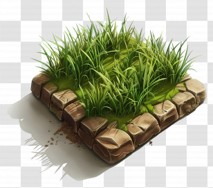 Grass Plant - Grass Patch With Stone Border Transparent PNG