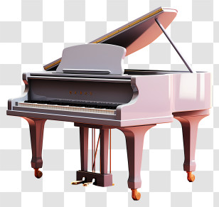 Pastel Piano - Elegant White Grand Piano Transparent PNG