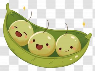 Kawaii Peas - Cute Peas In A Green Pod Transparent PNG