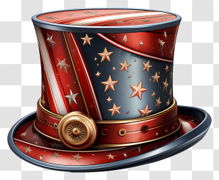 Hat - Festive Patriotic Top Hat With Stars Transparent PNG