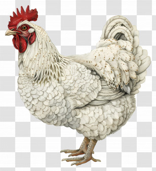 Hen - Detailed Illustration Of A White Chicken Transparent PNG