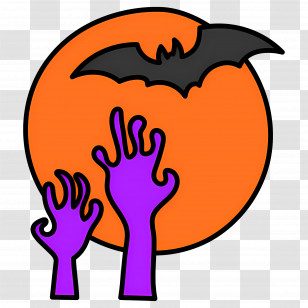 Halloween Moon - Bats And Hands Reaching For The Moon Transparent PNG