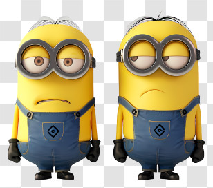 Yellow Cartoon Characters - Funny Yellow Cartoon Characters With Blue Overalls Transparent PNG