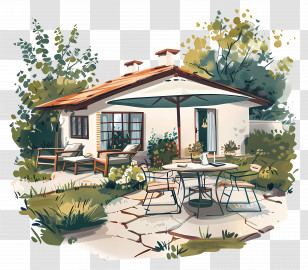 House Backyard Patio - Cozy Country House With Garden And Patio Transparent PNG