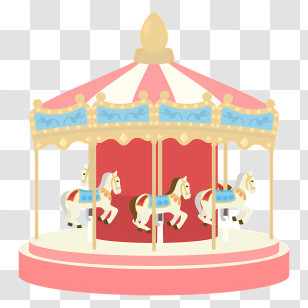 Icon - Colorful Carousel With Horses Transparent PNG
