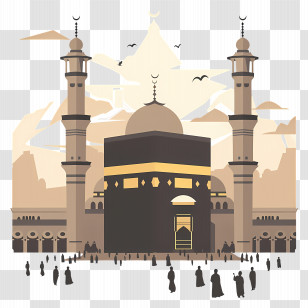Hajj - Kaaba Illustration Representing Islamic Pilgrimage Transparent PNG
