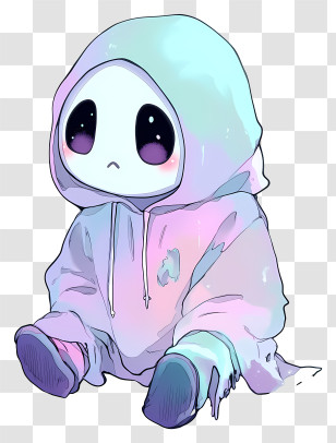 Chibi Ghost - Sad Character In Pastel Hoodie Transparent PNG