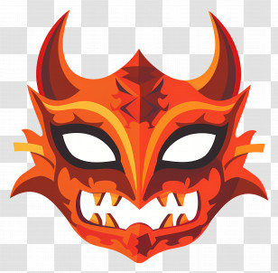 Halloween Mask - Red Demon Mask With Horns Transparent PNG
