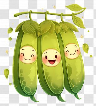 Pea Pods - Happy Peas In A Pod Cartoon Illustration Transparent PNG