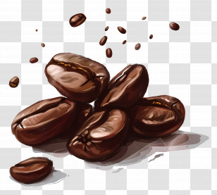 Roasted Coffee Beans - Realistic Illustration Of Coffee Beans Transparent PNG