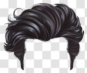 Man Hairstyle - Black Stylish Hair Illustration Transparent PNG