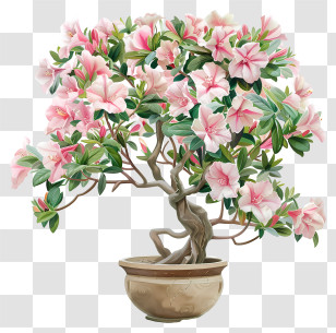 Azalea Plant - Flowering Bonsai In Pot Transparent PNG