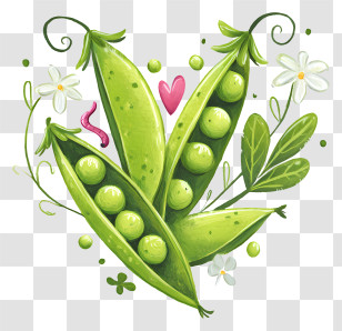 Green Pea Pods - Cute Green Pea Pods Illustration Transparent PNG