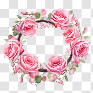 Rose Wreath - Pink Rose Floral Wreath Transparent PNG