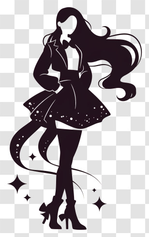 Star Light Girl Silhouette - Elegant Silhouette Of Girl Transparent PNG