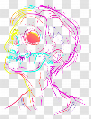 Neon Line - Colorful Skull Illustration Transparent PNG