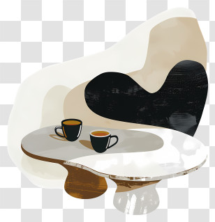Table - Abstract Coffee Table With Two Mugs Transparent PNG