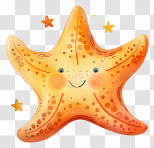 Starfish - Smiling Orange Starfish Illustration For Marine Themes Transparent PNG