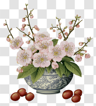 Chinese Painting Cherry Blossom - Porcelain Vase With Blossoms Transparent PNG