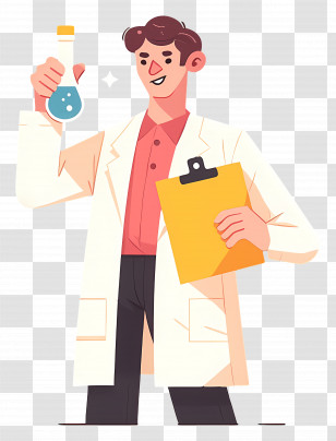 Cartoon Scientist - Scientist Holding A Flask In Laboratory Transparent PNG