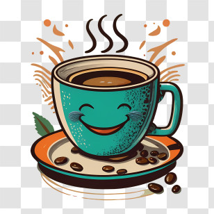 Cartoon Coffee Cup - Smiling Coffee Cup Illustration Transparent PNG