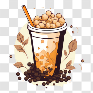 Bubble Milk Tea - Bubble Tea With Tapioca Pearls Transparent PNG