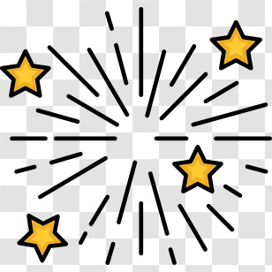 Fireworks Icon - Yellow Stars And Fireworks Illustration Transparent PNG
