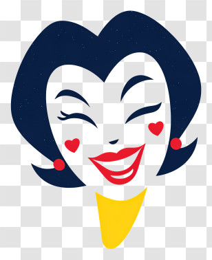Winking Face - Smiling Cartoon Face With Hearts Transparent PNG