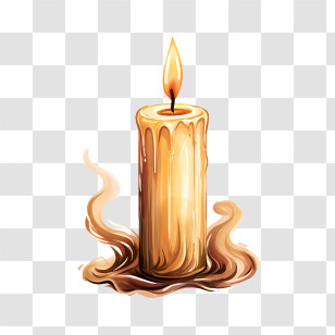 All Souls Day - Burning Candle With Wax Drips Transparent PNG