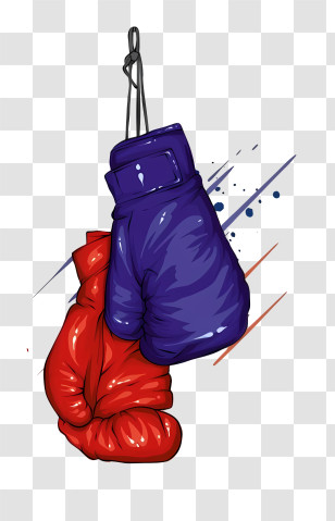 Boxing Gloves - Red And Blue Boxing Gloves Hanging Together Transparent PNG