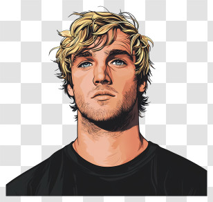 Logan Paul - Glitched Portrait With Abstract Elements Transparent PNG