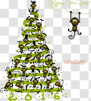 Christmas Tree Monkey Poster - Creative Greeting Transparent PNG