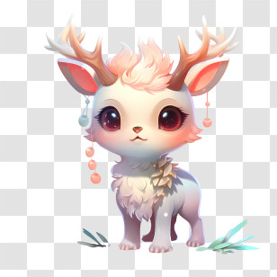 Christmas Reindeer - Cute Cartoon Fawn With Antlers Transparent PNG