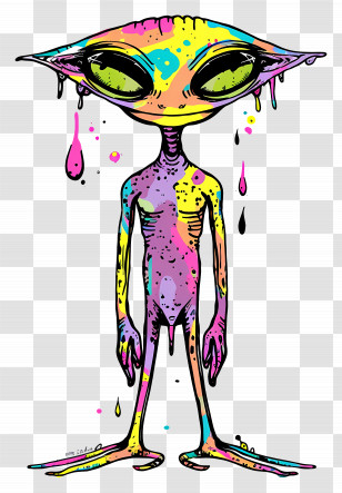 Alien - Colorful Alien Dripping Paint Transparent PNG