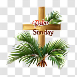 Palm Sunday - Palm Sunday Cross With Green Palm Leaves Transparent PNG