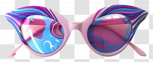 Girl Sunglasses - Pink Sunglasses With Stylish Swirl Design Transparent PNG