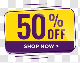 Sales Promotion - 50% Off Shop Now Banner Transparent PNG