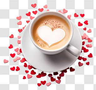 Coffee Cup - Coffee Cup With Heart Foam Design Transparent PNG