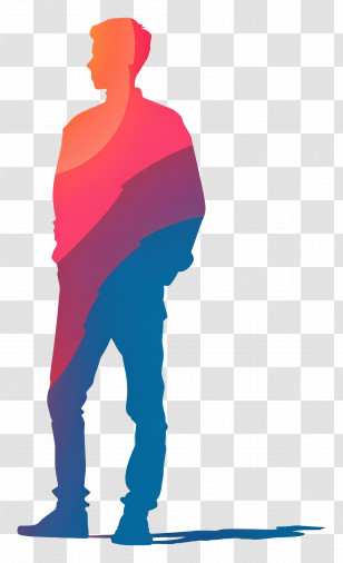 Man Silhouette - Abstract Colorful Silhouette Of A Man Transparent PNG
