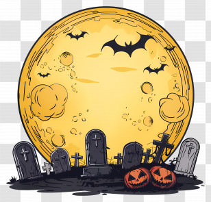 Halloween Full Moon - Spooky Graveyard With Full Moon Transparent PNG