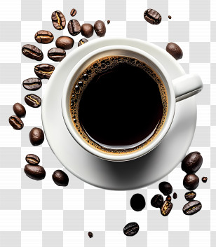 Black Coffee - Coffee Cup With Beans Transparent PNG