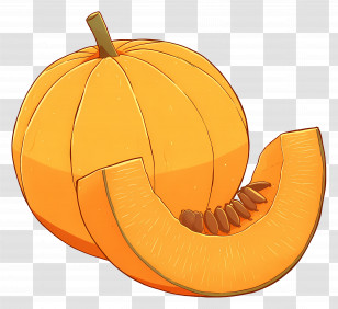Melon - Pumpkin Illustration With Slice For Autumn Transparent PNG
