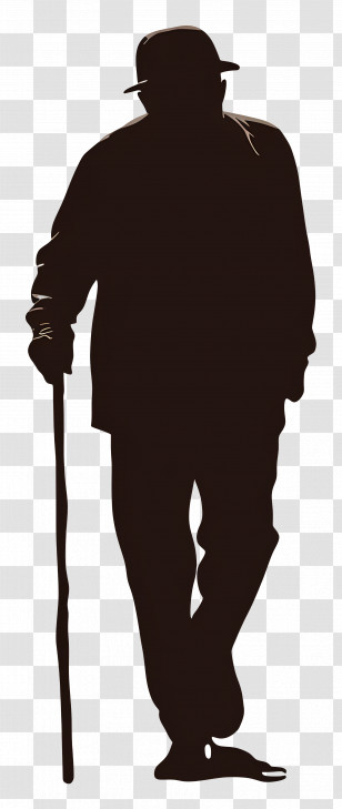 Old Man Silhouette - Silhouette Of Man Walking With Cane Transparent PNG